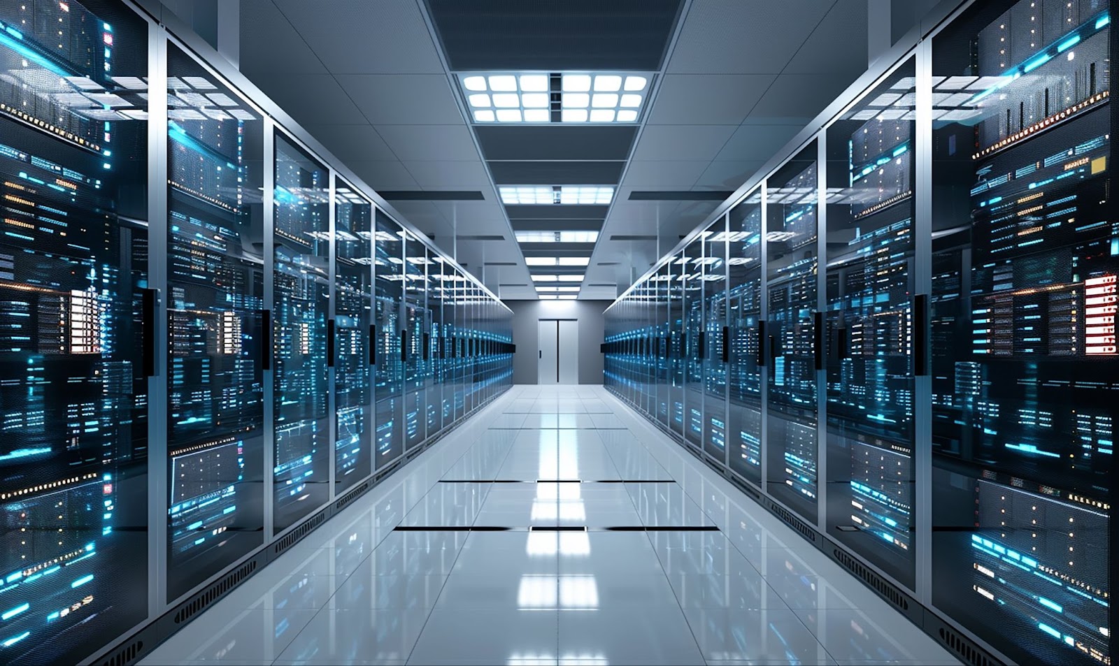 A high-tech data center powered by technology.