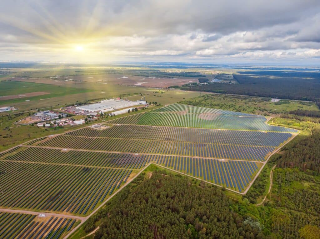 Sustainable data center campus with integrated solar energy systems for digital infrastructure solutions