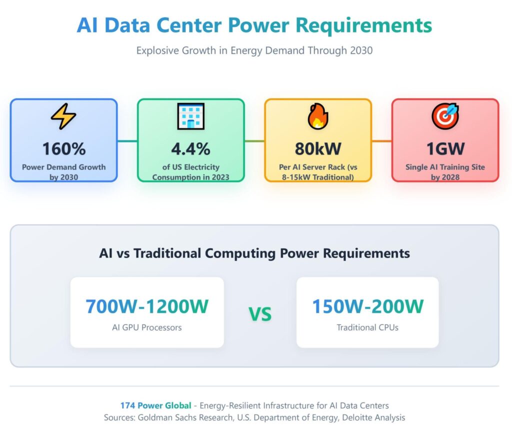 AI Data Center Power Requirements infographic
